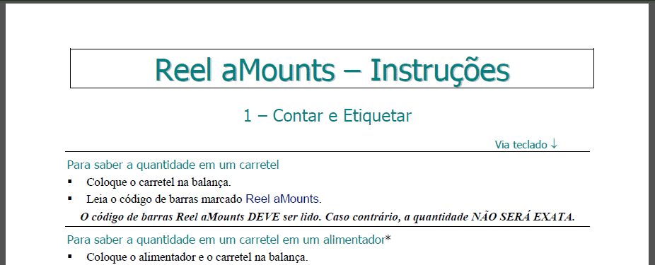 Reel aMounts instructions in Portuguese
