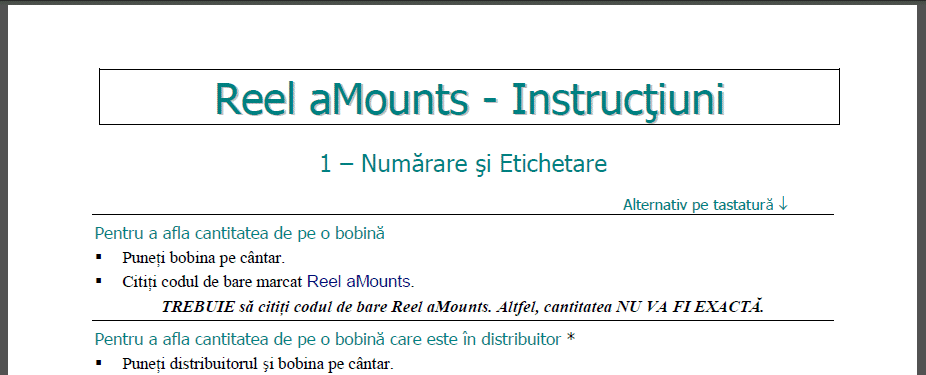 Reel aMounts instructions in Romanian
